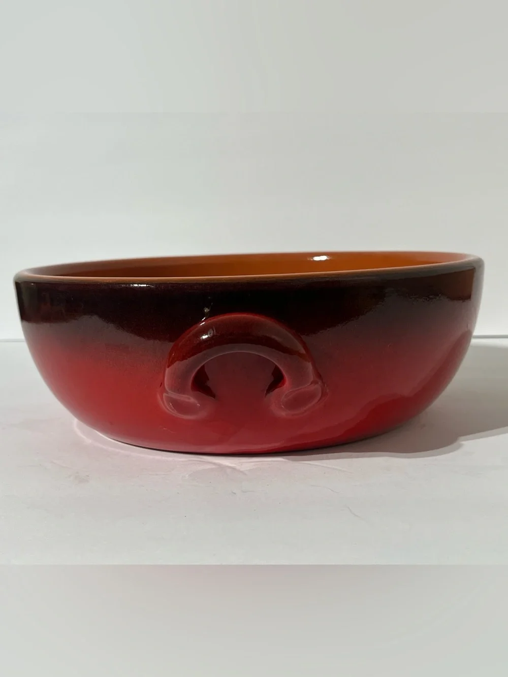 Vintage DE SILVA Italy Red Glazed Terracotta Double Handled Casserole Dish/Bowl